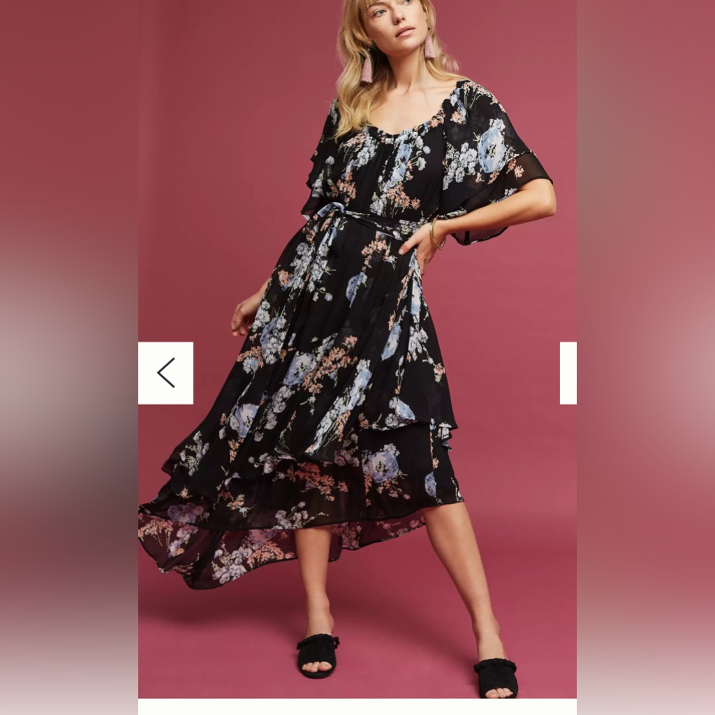 Ghost London Cordelia Kimono Dress Black Floral Xs Nwot